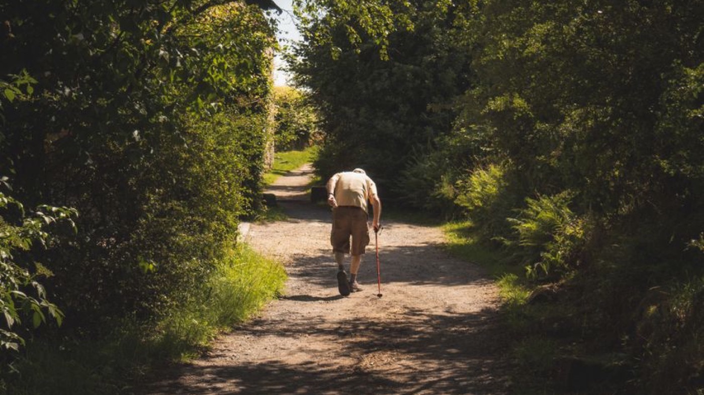 An older man out walking