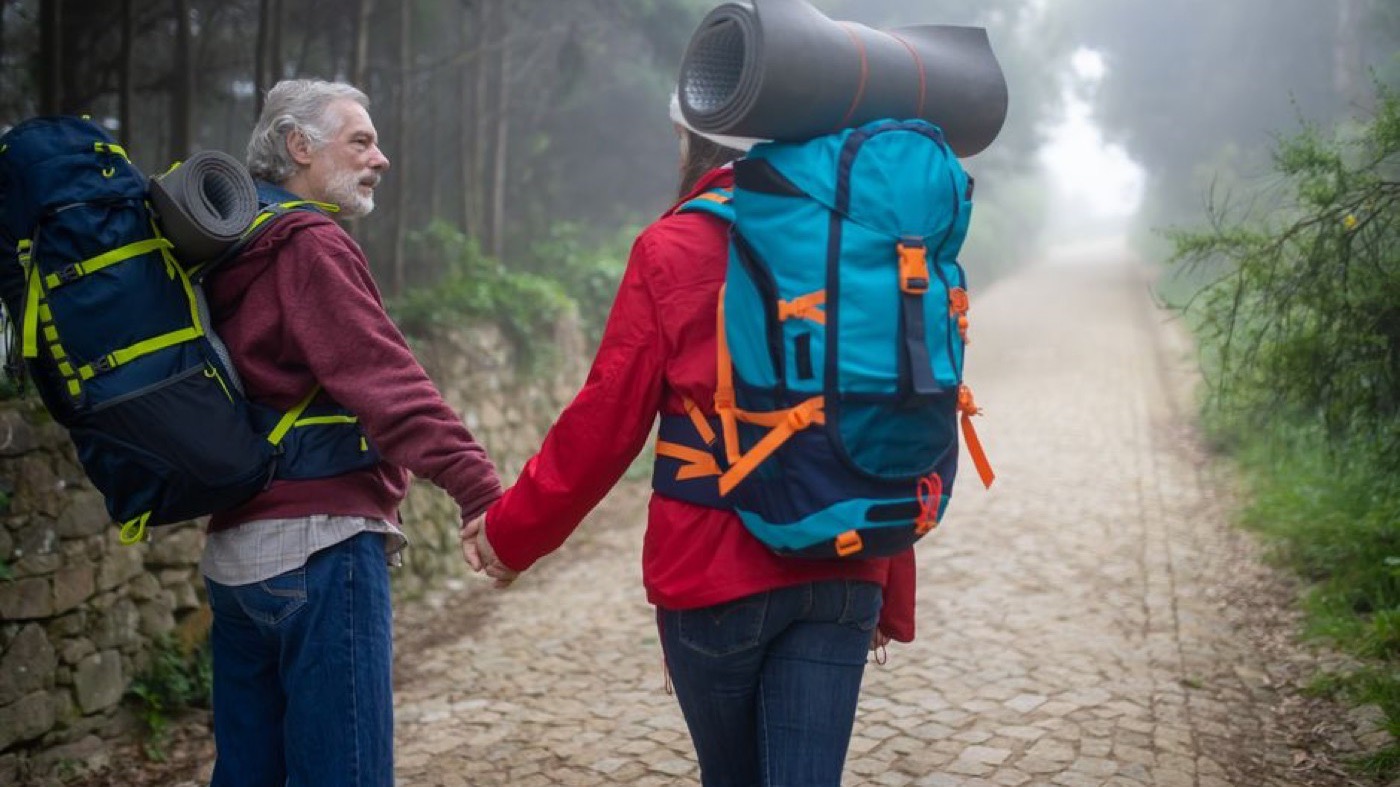 A couple hiking together